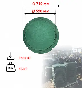 Люк садовый (до 1,5т.) зеленый, полимерно-песчаный 1